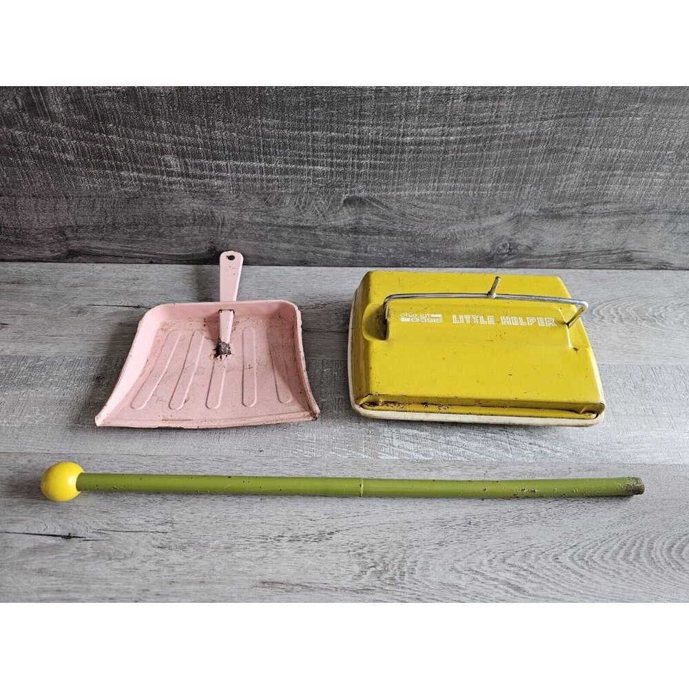 Bissell Little Helper Toy Brush Vacuum Retro Ohio Art 70s Mustard Avocado Lot